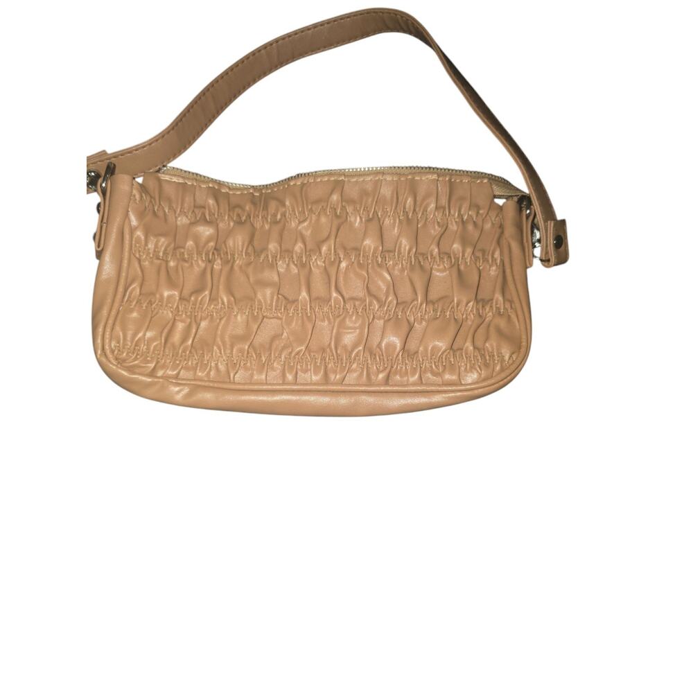 Rippled Bag Brown Zipper Closure